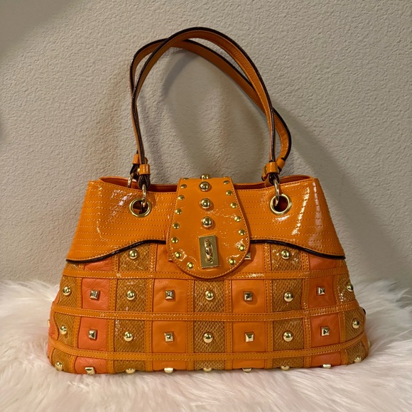 Sharif Handbags - Sharif Orange Studded Shoulder Bag